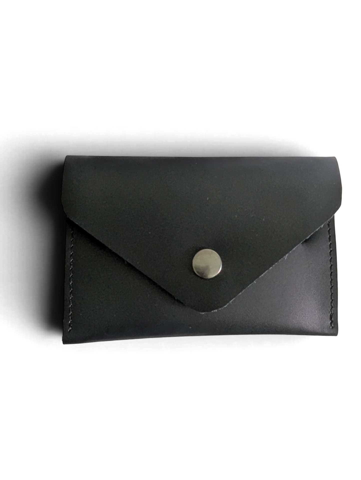 Porte-cartes pochette Emma Detay en cuir noir avec fermeture à bouton-pression métallique